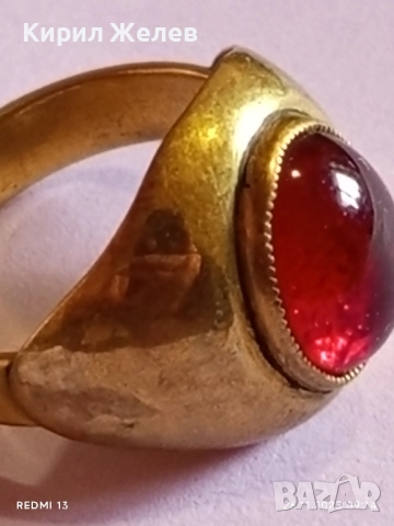 СТАРИНЕН КЛАСИЧЕСКИ ПРЪСТЕН с ГРАНАТ РЯДКО РЕТРО БИЖУ 52307, снимка 8 - Пръстени - 52544761