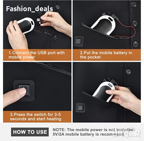 Нова USB електрическа топла жилетка 3 нива на отопление Зимно облекло, снимка 7 - Други - 38473945