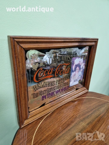 Уникално рядко антикварно колекционерско рекламно огледало Coca Cola, снимка 2 - Антикварни и старинни предмети - 53214415