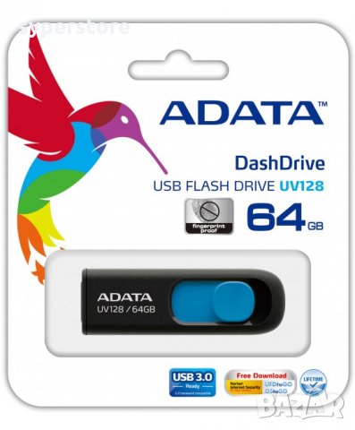 USB Fash Memory 64GB USB3.0 A-DATA UV128 черна Флаш Памет, снимка 4 - USB Flash памети - 20794121