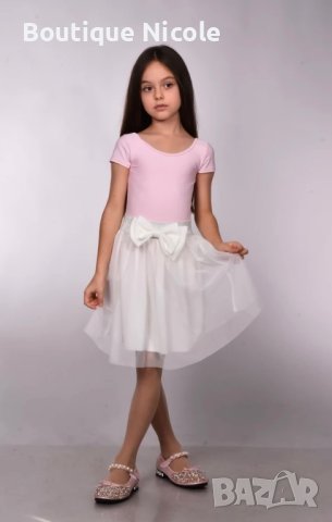 Бяла туту пола с панделка  , снимка 1 - Детски рокли и поли - 43061775