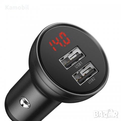 Зарядно за кола Baseus Digital Display Dual USB 4.8A 24W, снимка 3 - Зарядни за кола - 28025264