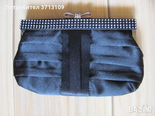 Нова официална дамска чанта черен сатен,къса ,дълга дръжка, снимка 6 - Чанти - 51421796