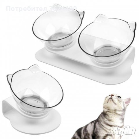 Модерна двойна купа за храна и вода за котки, снимка 16 - Други стоки за животни - 40006120