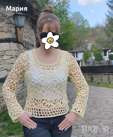 Ръчно плетена блуза, снимка 3 - Блузи с дълъг ръкав и пуловери - 50225071