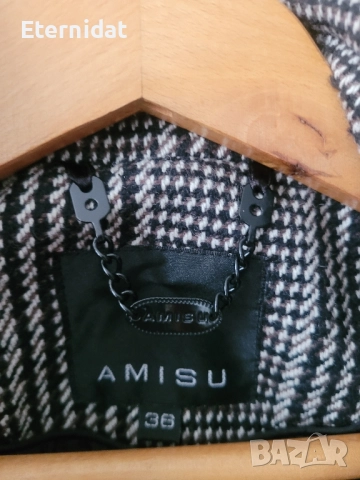 Палто с коланче AMISU вълна , снимка 3 - Палта, манта - 51943388