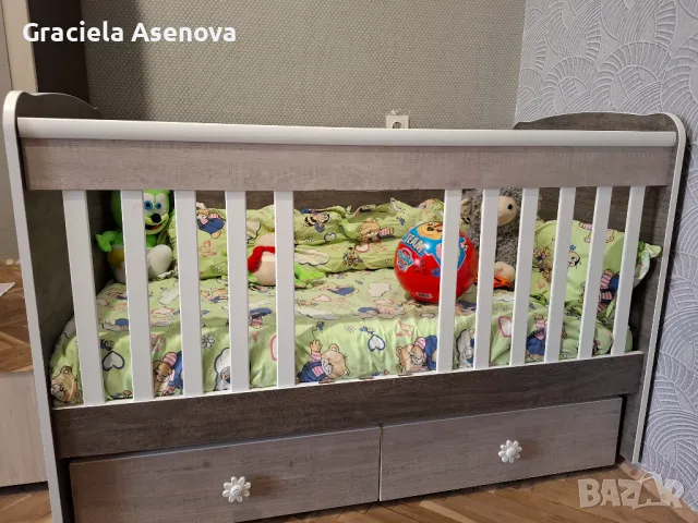 Детска дървена кошара + матрак