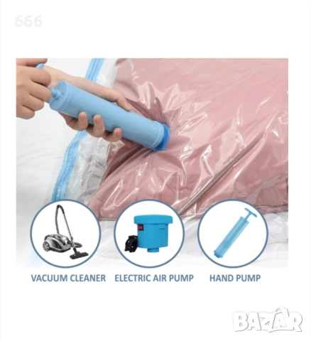 Комплект от 6 вакуумни торби за дрехи с лесна за употреба помпа. 60 / 40, снимка 4 - Други стоки за дома - 52578874