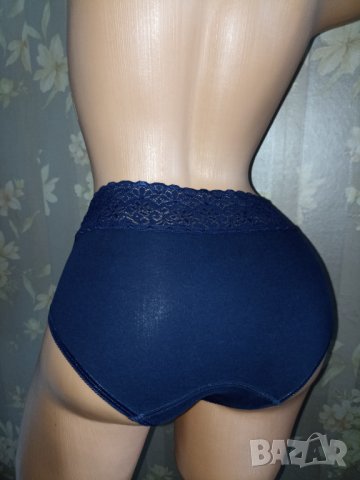 Elen Amber - S,M,- Тъмносини памучни бикини с широка дантела , снимка 4 - Бельо - 40227412