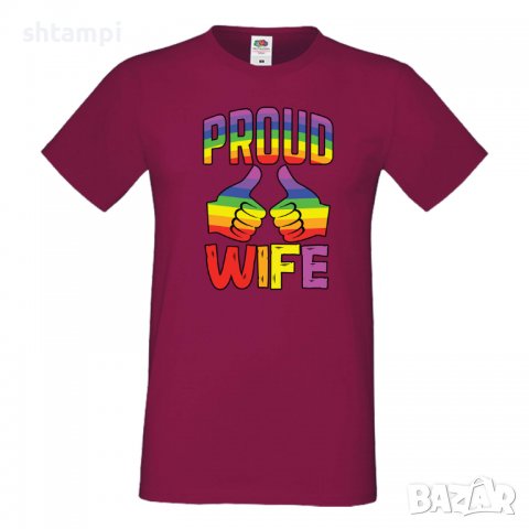 Мъжка тениска Proud Wife multicolor Прайд,Празник.Повод,Изненада , снимка 3 - Тениски - 37105199