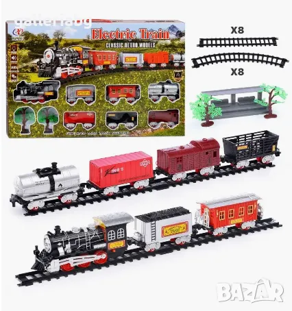 🚂 Електрически влак Classic Train Set – с релси, станции и вагони 🚉