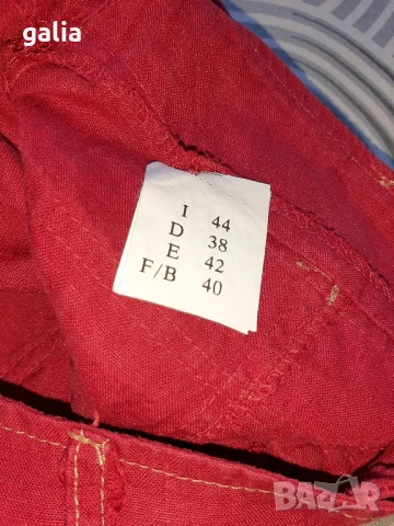 Тъмночервен ленен панталон , снимка 6 - Панталони - 51129858