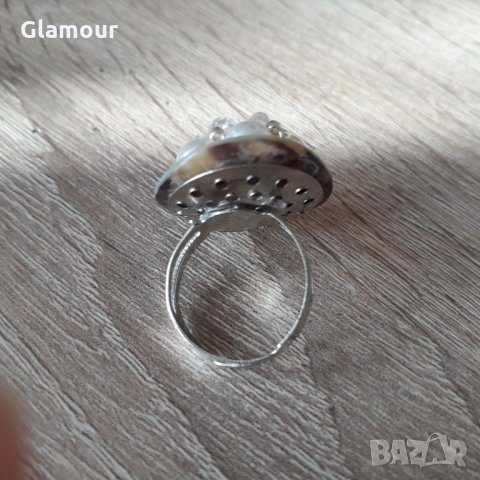 Пръстен със седеф и перли, снимка 3 - Пръстени - 32924413