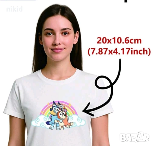 Блуи и Бинго Bluey and Bingo щампа термо апликация картинка за дреха блуза чанта, снимка 6 - Други - 44737330