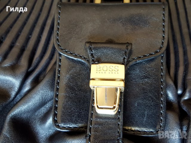чанта Hugo Boss 100% автентична естествена кожа черна, снимка 8 - Чанти - 26820880