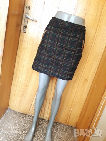 Черна карирана пола ниска талия с джобчета ХЛ