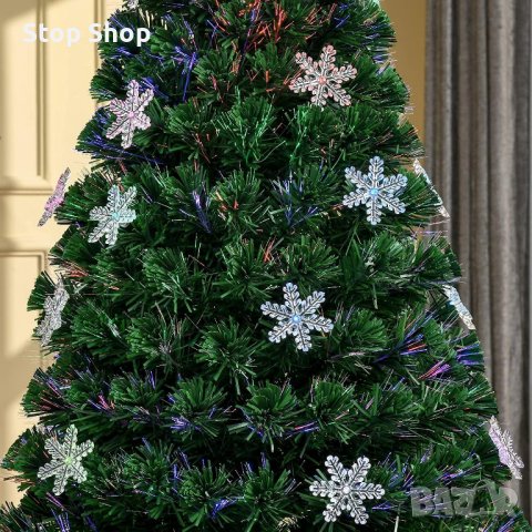 Коледна елха, изцяло украсена с оптични влакна и цветни LED светлини 180см, снимка 6 - Декорация за дома - 38416525