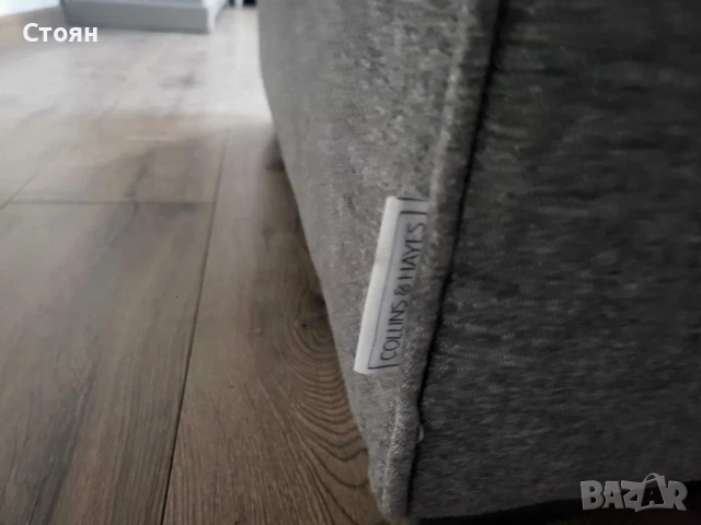 Сива табуретка от плат с функция ракла, снимка 5 - Дивани и мека мебел - 51966582