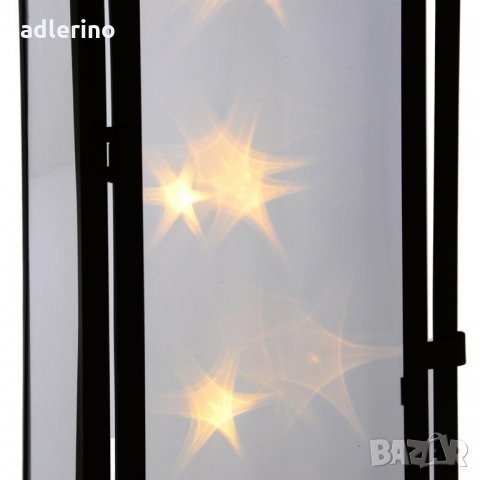  Декоративен фенер, латерна, украса, черен, 20 ЛЕД, 3Д ефект, 70 см -16% Ново, снимка 2 - Лед осветление - 34395399