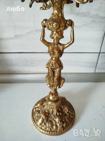 Бронзов Каминен Часовник със Свещник-70 Години Със Кварцов Механизъм Работи Перфектно , снимка 4 - Антикварни и старинни предмети - 48730927