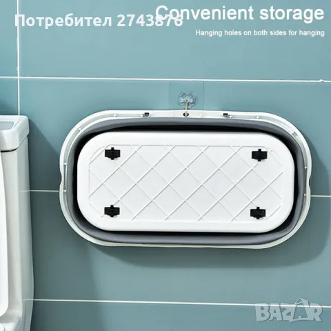 Сгъваема кофа с две дръжки, Синя, С колелца, Д 44 Ш 24 В 18.5 см, снимка 4 - Мопове, кофи, четки и метли - 48835639