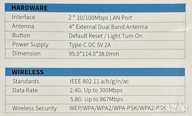Wi-Fi удължител, AC1200 двулентов, 1167Mbps, 4 антени, снимка 4 - Рутери - 53155229