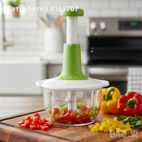 Ръчен кухненски чопър 900 мл с 3 остриета от неръждаема стомана Cheffinger, снимка 5 - Други - 53155716