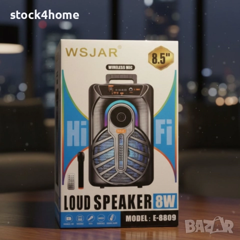 Преносима караоке тонколона с микрофон , 8W, RGB LED светлини, ДУ, Bluetooth, USB порт, TF/SD слот, снимка 3 - Тонколони - 52833245