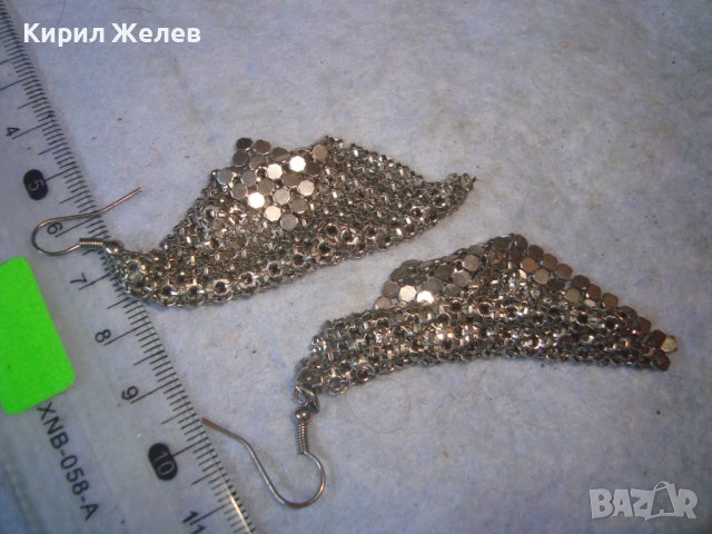 БЛЕСТЯЩИ СРЕБРИСТИ РОМБОИДНИ РЕТРО СТИЛ ОБЕЦИ АРТ ПЛЕТКА Тип РИЗНИЦА от БЛАГОРОДНА Нер СТОМАНА 99410, снимка 7 - Обеци - 37756349