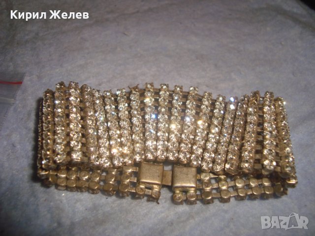 СТАРА СКЪПОЦЕННА БЛЕСТЯЩА ПОСРЕБРЕНА РЕТРО АР НУВО СТИЛ ГРИВНА с ФАСЕТИРАНИ ЦИРКОН КРИСТАЛИ 27963, снимка 8 - Антикварни и старинни предмети - 37095361