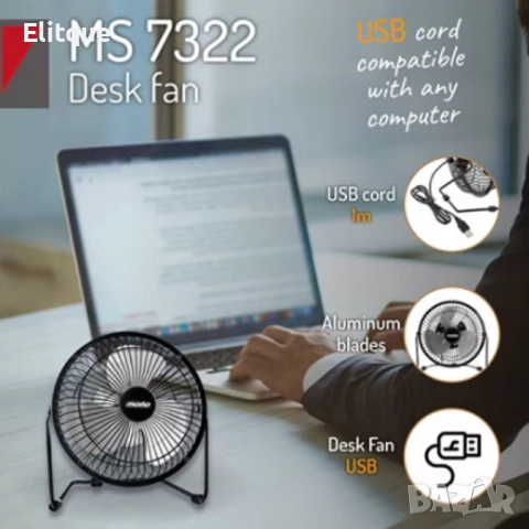 Вентилатор USB Rosberg 2.5W настолен, снимка 6 - Друга електроника - 52862501