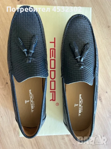 Мокасини релефна кожа т.сини Теодор, снимка 1