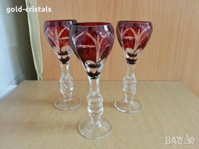 Кристални  чаши цветен кристал , снимка 4 - Антикварни и старинни предмети - 26936632