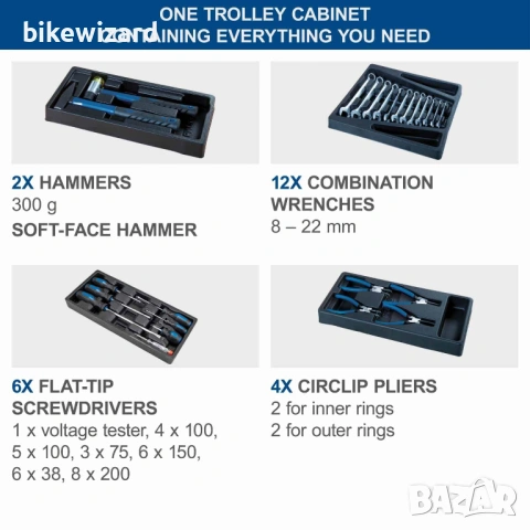 Количка с инструменти 263 части Scheppach TW1000 / 5909304900 / НОВО, снимка 4 - Куфари с инструменти - 53542088