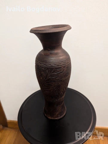 Керамична ваза с флорални мотиви, снимка 2 - Вази - 52504806