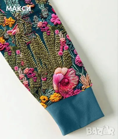 Макси модерна силно еластична блуза в красив флорален многоцветен десен, снимка 3 - Блузи с дълъг ръкав и пуловери - 49091588