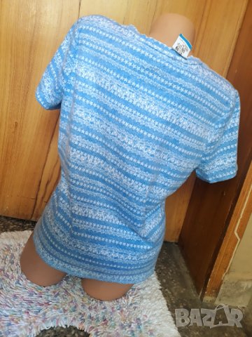 Нова светло синьо - бяла тениска от плътно трико ХЛ, снимка 2 - Тениски - 33375104