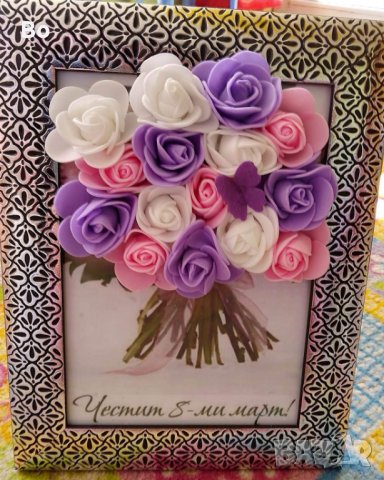 Картини със рози от пластичен сапун,кашпи и кутийки , снимка 5 - Декорация за дома - 39774798
