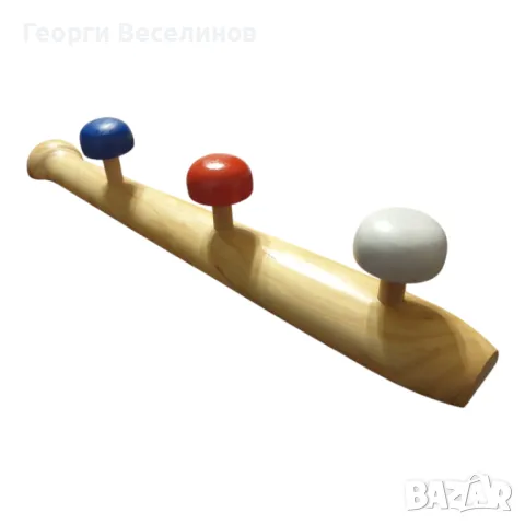 Детска закачалка, Linea Bertomani, с три цветни куки, дървенао