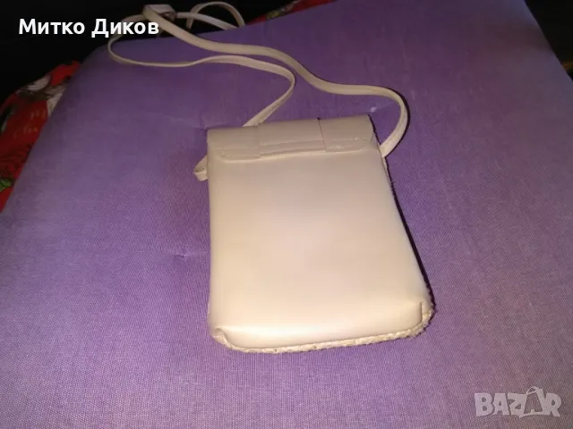 Чантичка бежова кожена полска за мобилен или друго женска 184х118мм, снимка 3 - Чанти - 47358736