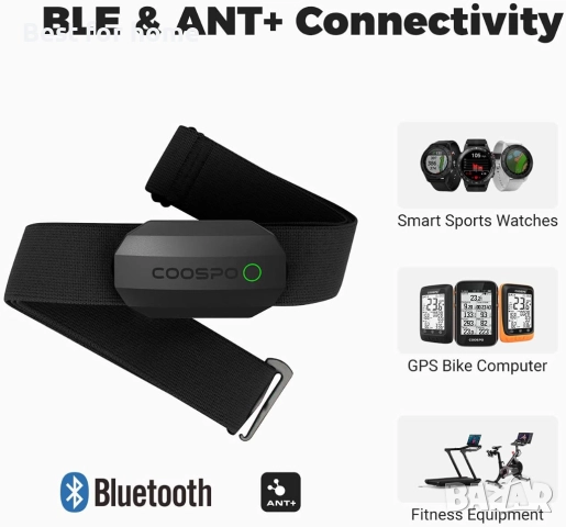COOSPO Bluetooth пулсомер с колан за гърди, снимка 4 - Друга електроника - 52581897