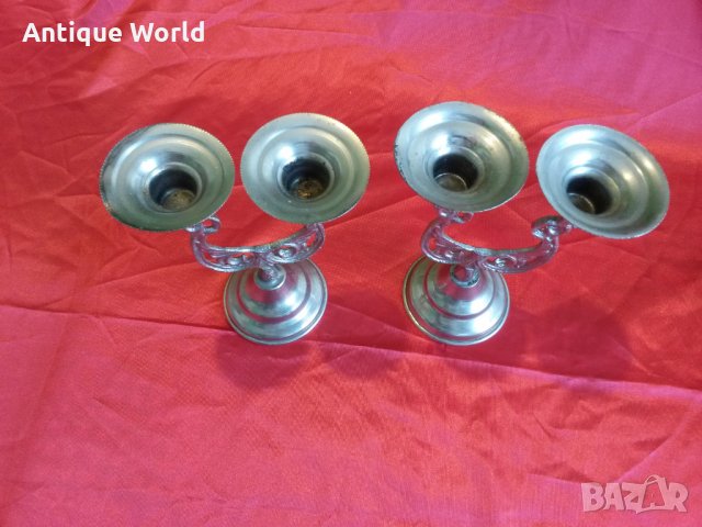 Комплект Стари Метални Свещници Двойки, снимка 2 - Антикварни и старинни предмети - 26241343