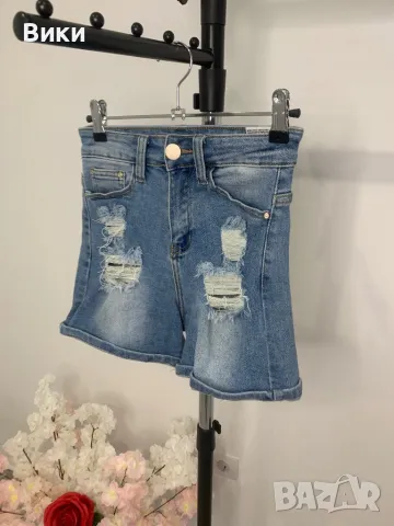 Къси дънки с висока талия размер XS, снимка 2 - Дънки - 49600642