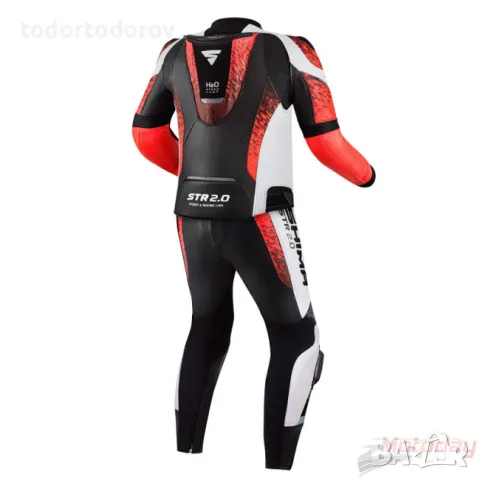 Кожен мото екип SHIMA STR 2.0 RED-FLUO,2ч.,всички протектори, снимка 7 - Аксесоари и консумативи - 49123056