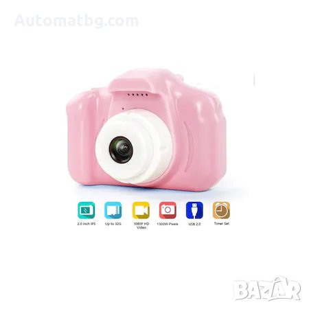 Дигитален детски фотоапарат Automat, За снимки и видео, слот за SD карта, игри, Розов, снимка 2 - Други - 33006195