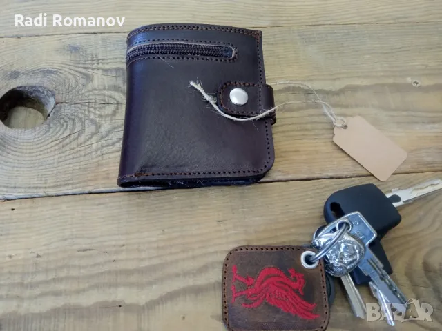 Ръчно изработен мъжки кожен портфейл, кожено портмоне , снимка 3 - Портфейли, портмонета - 49404752