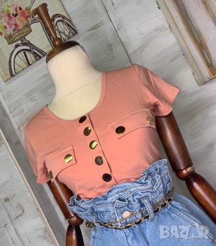 Блузка със златни  копчета , снимка 5 - Тениски - 32998452