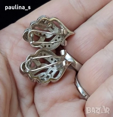 Два чифта / Масивни сребърни обеци с камъни, закопчаване английски клипс / проба 925 , снимка 13 - Обеци - 26738889