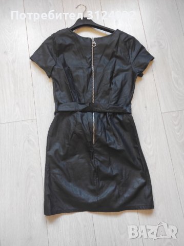 Продавам къса черна кожена рокля, снимка 2 - Рокли - 38063887