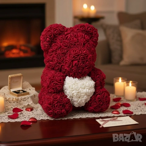 Мече от рози с подаръчна кутия в 3 размера, снимка 7 - Декорация за дома - 53121401
